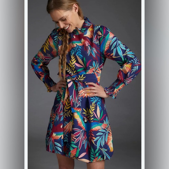 NWT ANTHRO FARM RÍO AVES MINI DRESS